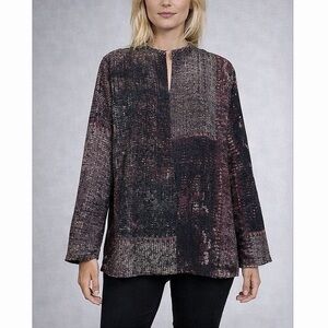 OSKA Abstract Oversized Tunic Top | Printed Cupro | Lagenlook Luxury